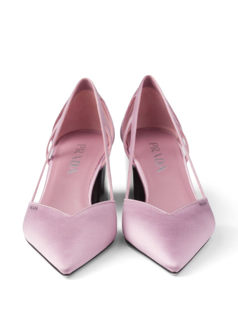 Prada 55 mm satijnen pumps met uitgesneden details Roze