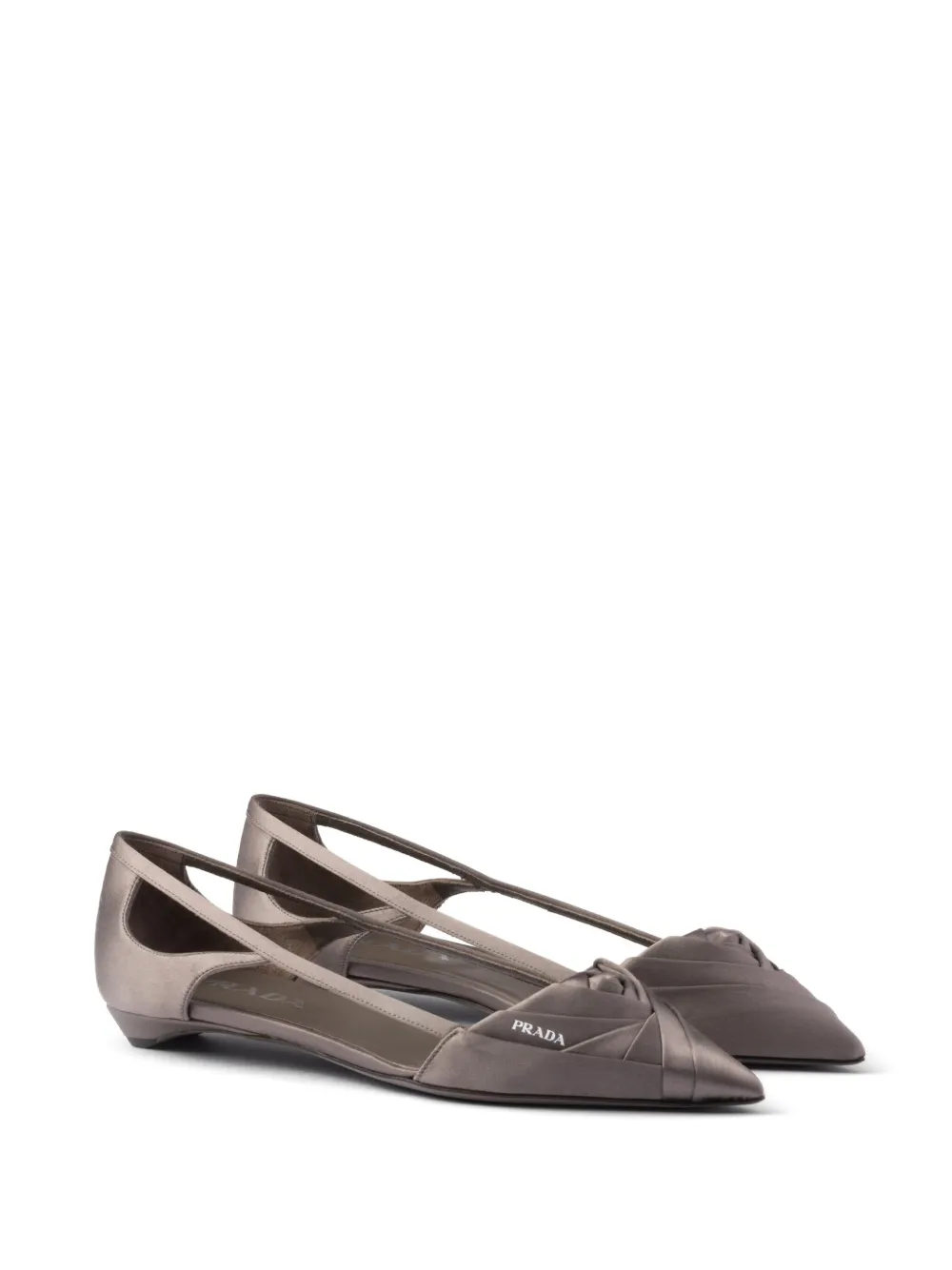 Prada Satin cut-out ballerinas - Grijs