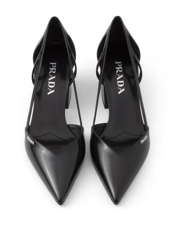Prada 55mm cut-out Leather Pumps | Black | FARFETCH