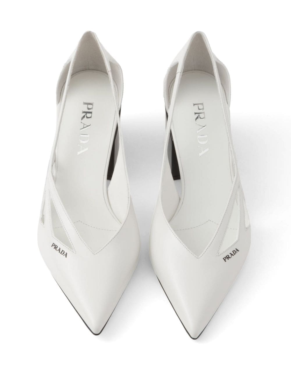 Prada 55 mm uitgesneden leren pumps Wit