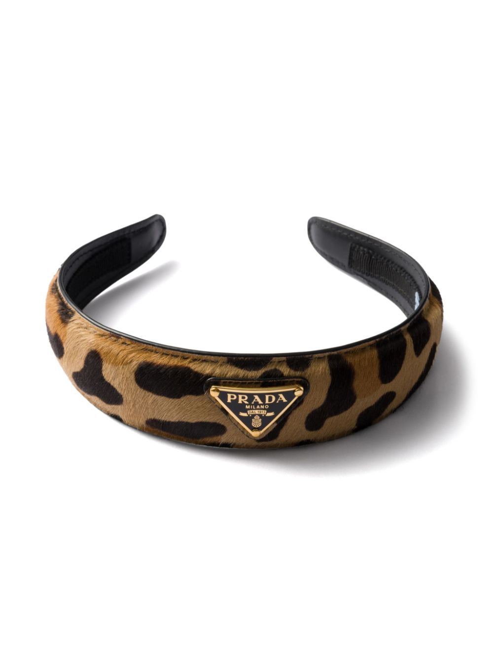 Prada Leren haarband met print - Bruin