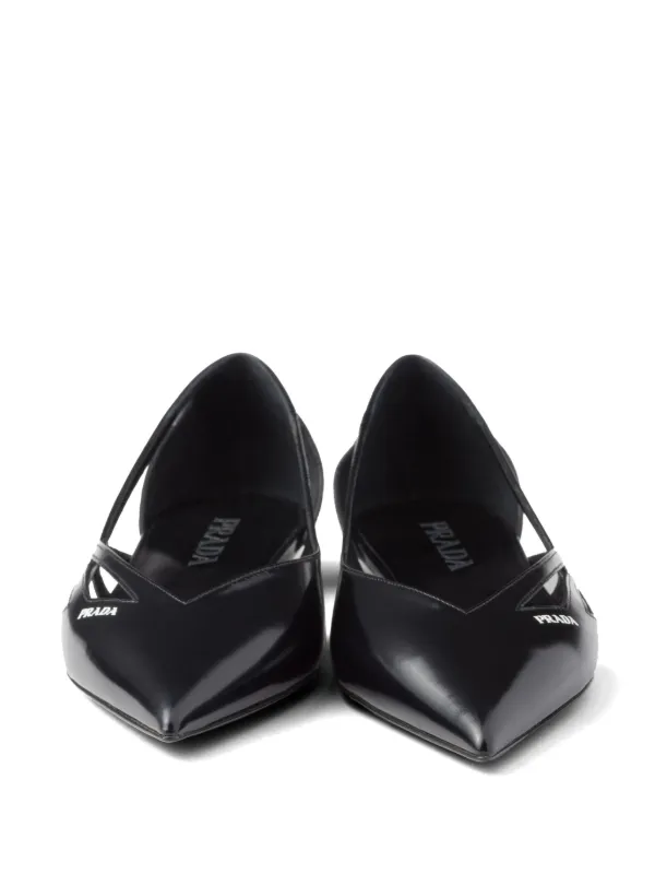 フラットシューズ PRADA Cut-out leather ballet flats PRADA | Brushed Leather Cut-Out Ballerina Flats | Women