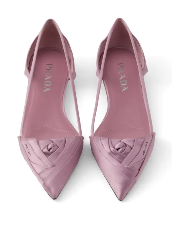 フラットシューズ PRADA Skin Pink Mesh Ballerinas Prada: Women's Satin Cut-out Ballerinas (Confetti Pink