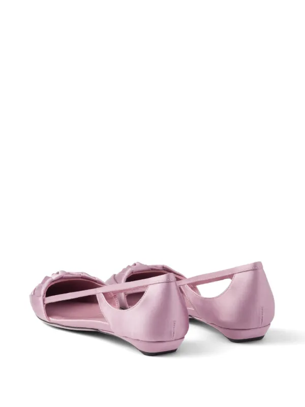 PRADAピンクフラットシューズ Prada レザーフラットシューズ | ピンク | FARFETCH JP