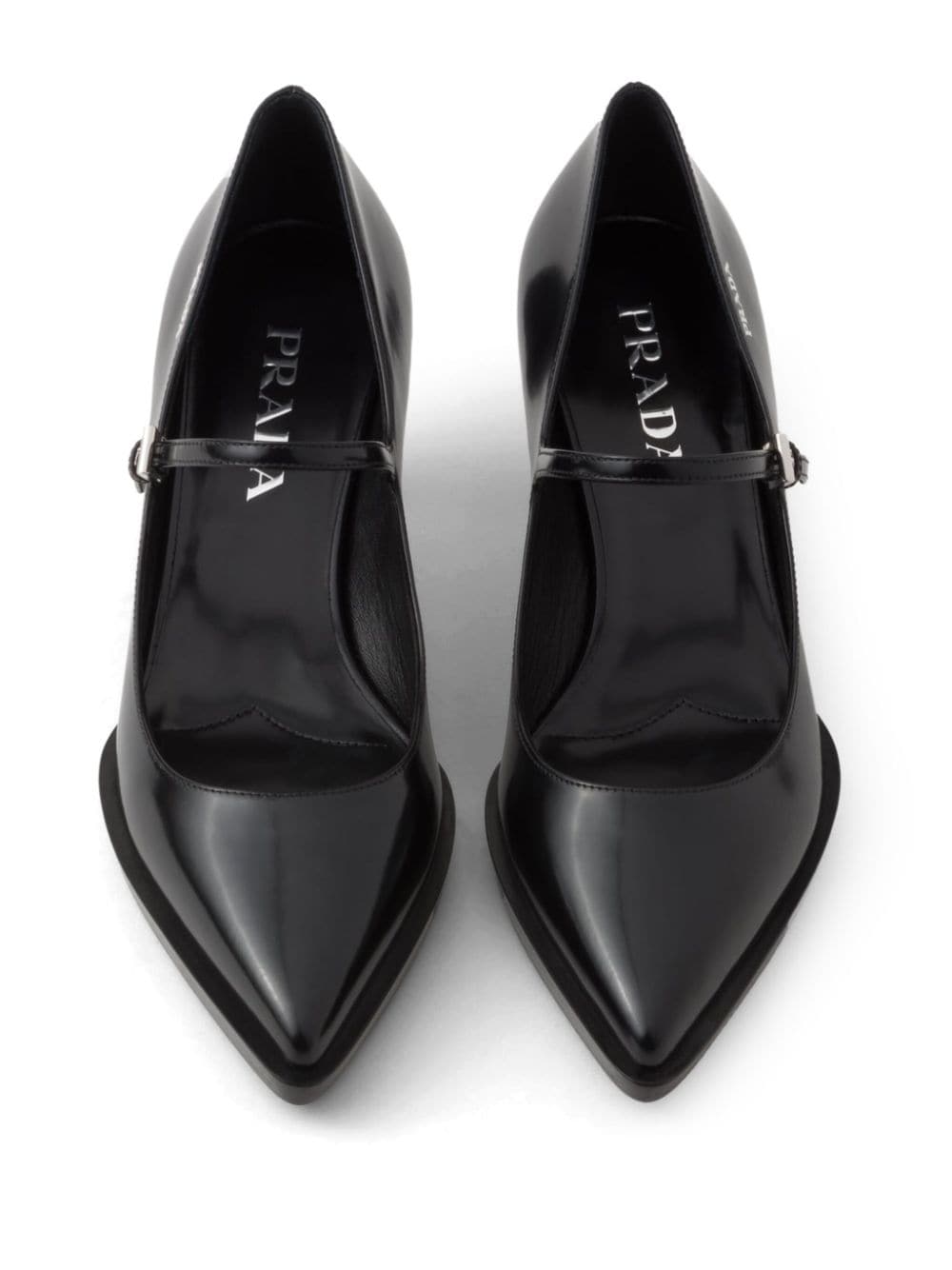 Prada 55 mm leren pumps met geborsteld effect Zwart