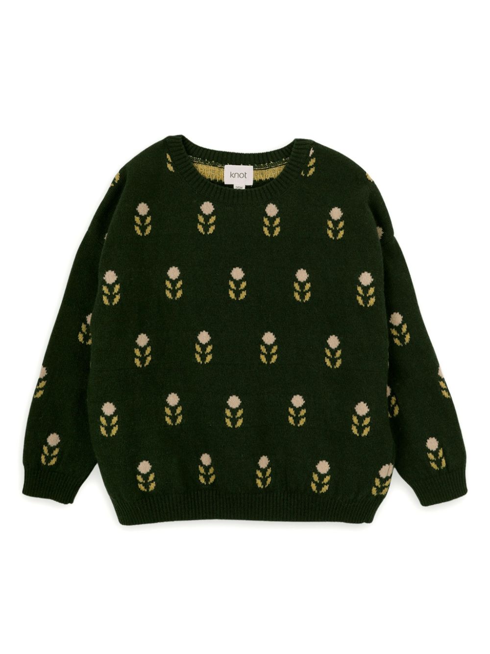 Knot patterned intarsia-knit jumper - Green