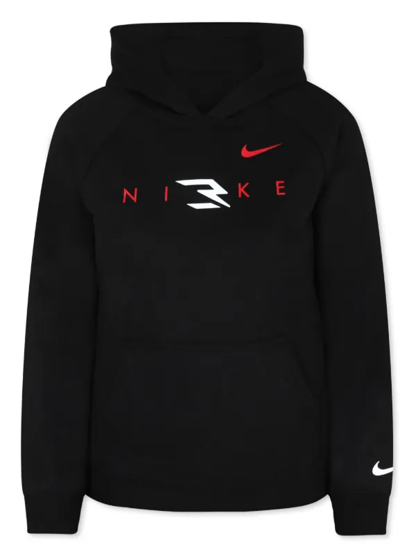 Nike Kids logo print Cotton Hoodie Black FARFETCH CA