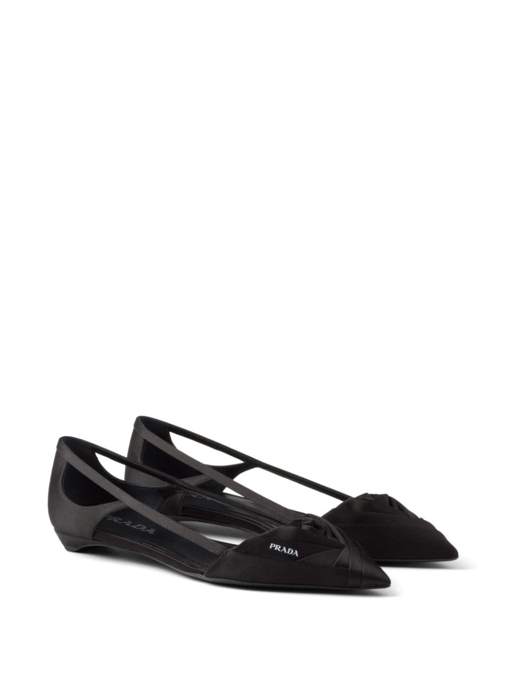 Prada satin-finish cut-out ballerina shoes - Zwart