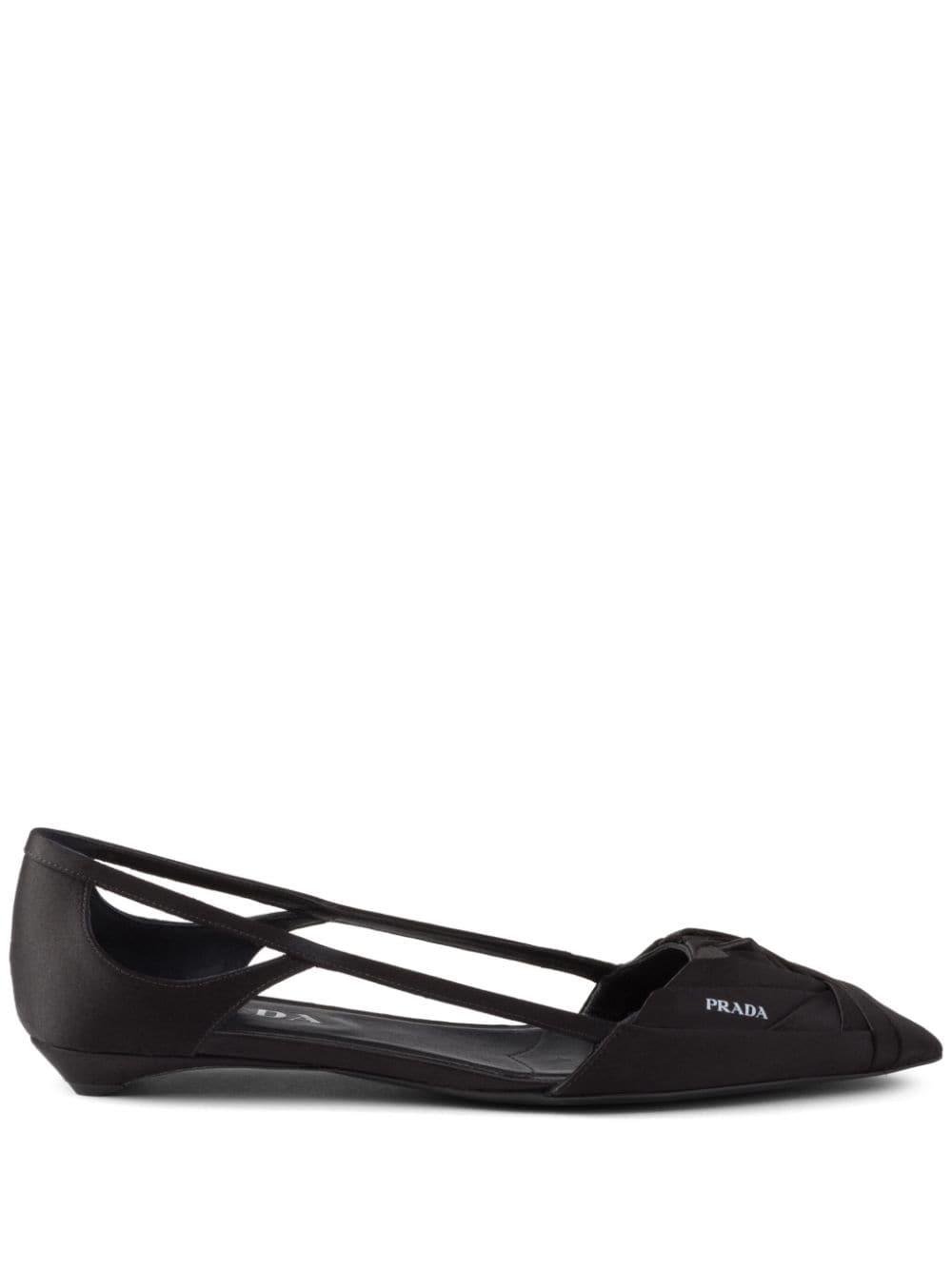 Prada satin-finish cut-out ballerina shoes Black