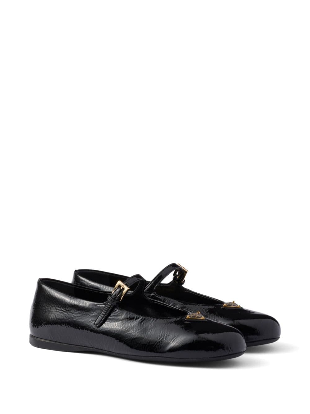 Shop Prada Leather Ballerina Shoes In Black