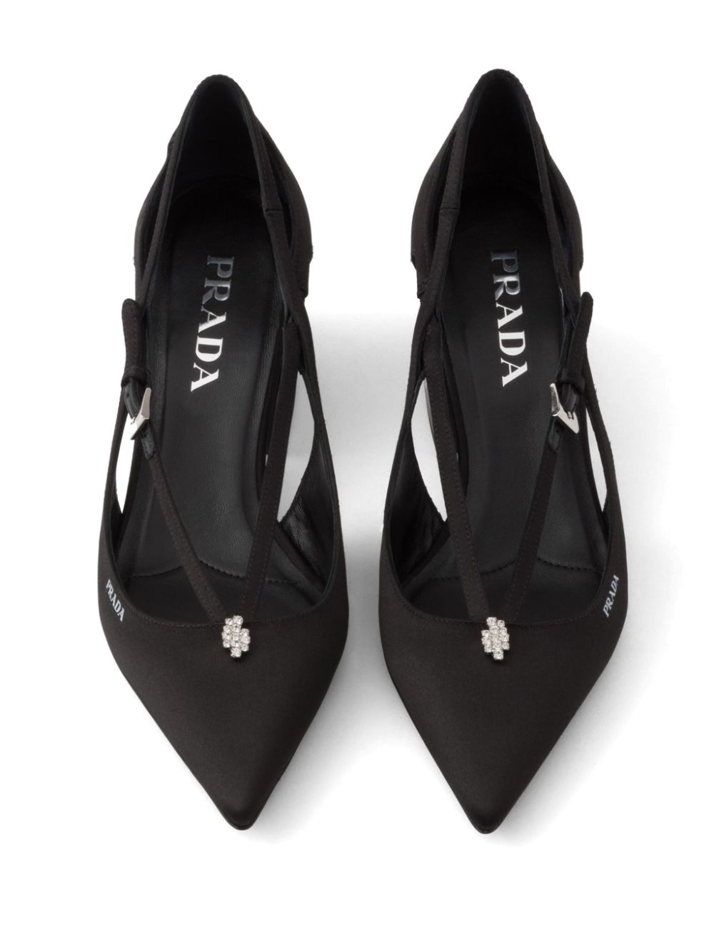 Prada 55 mm satijnen pumps met uitgesneden details Zwart