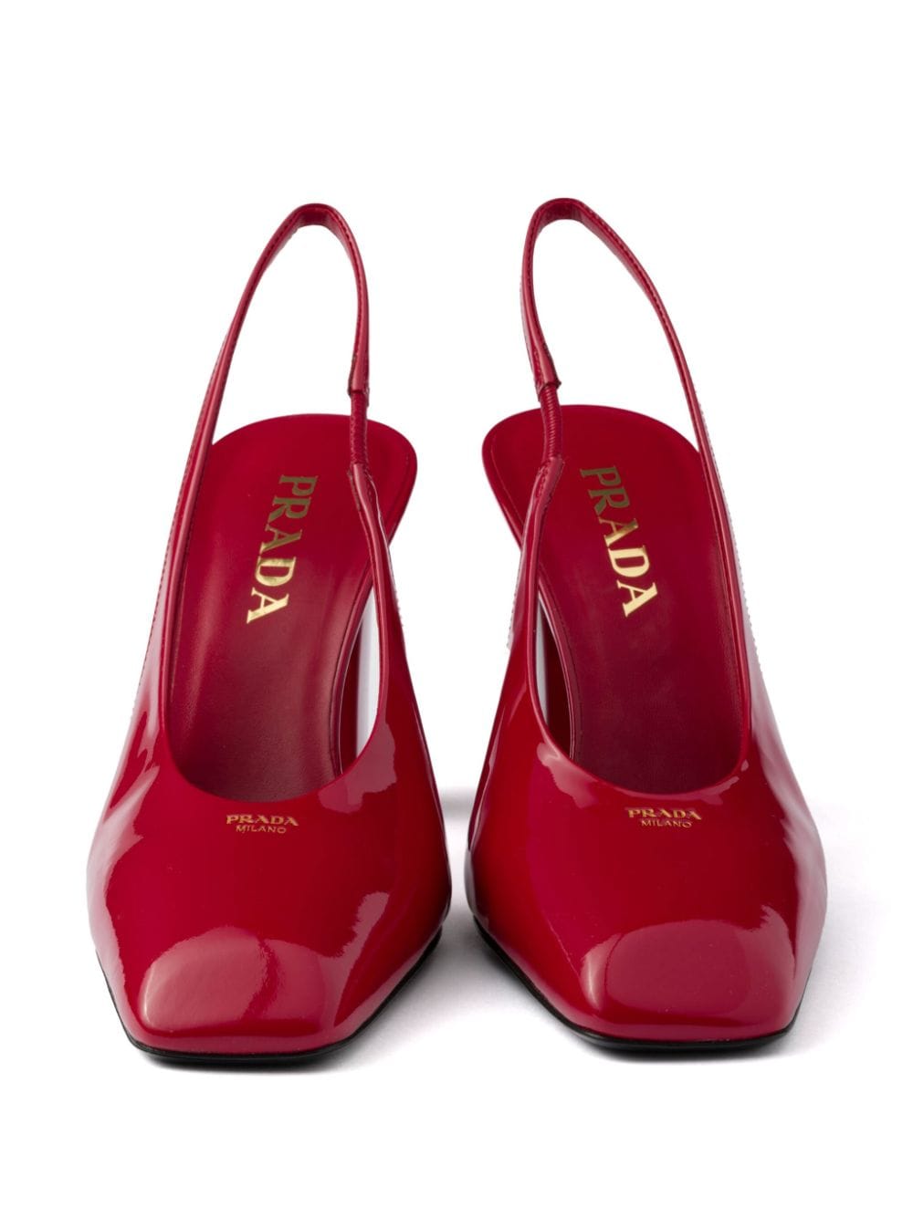 Shop Prada 85mm Leather Slingback Pumps In Rot