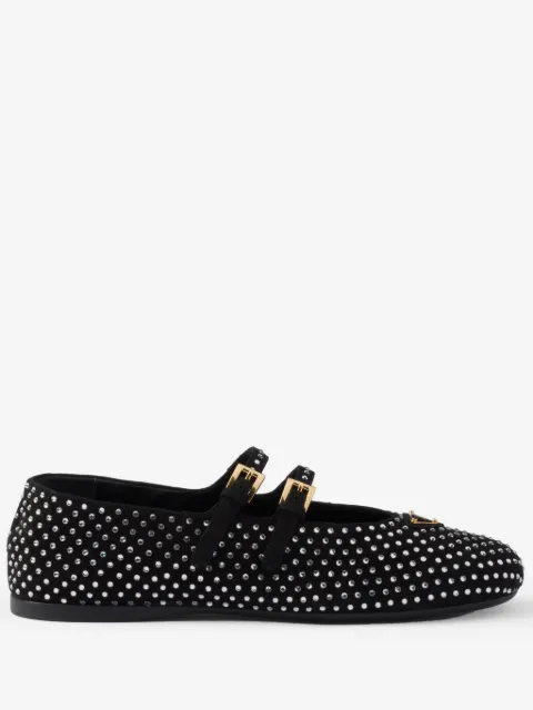 Prada crystal-embellished ballerina shoes