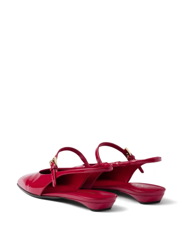 【関税＆送料込み】Prada Leather Slingback Ballerina Shoes Prada Leather Slingback Ballerina Shoes | Red | FARFETCH PT