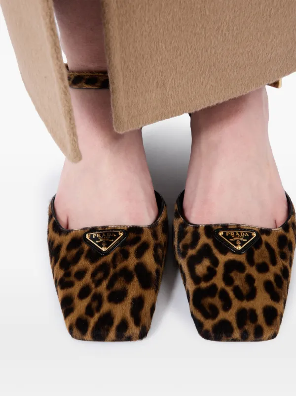 PRADA  レオパード ミュール　35 Prada 35mm leopard-print Pumps | Brown | FARFETCH PL