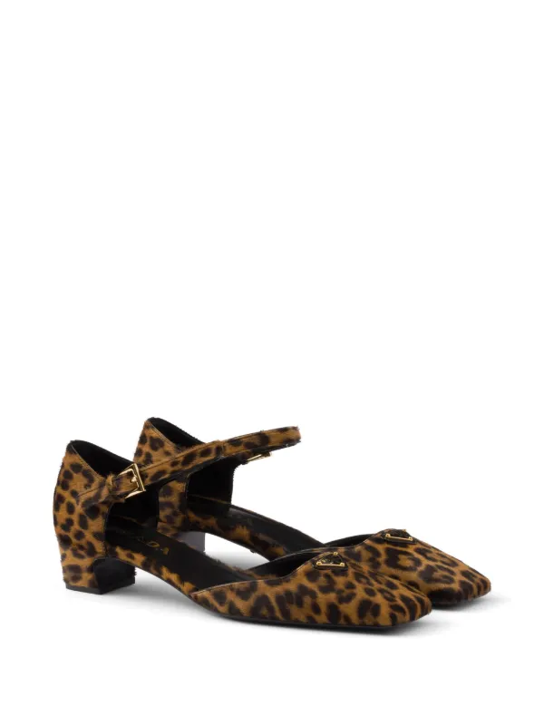 PRADA  レオパード ミュール　35 Prada 35mm leopard-print Pumps | Brown | FARFETCH PL