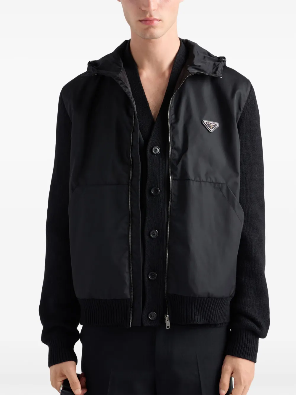 Prada Gabardine hoodie Zwart