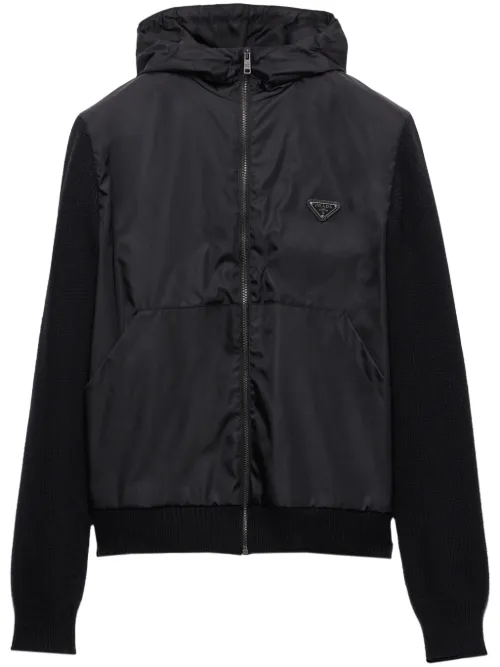 Prada hoodie en gabardine - Noir - Prada - Modalova