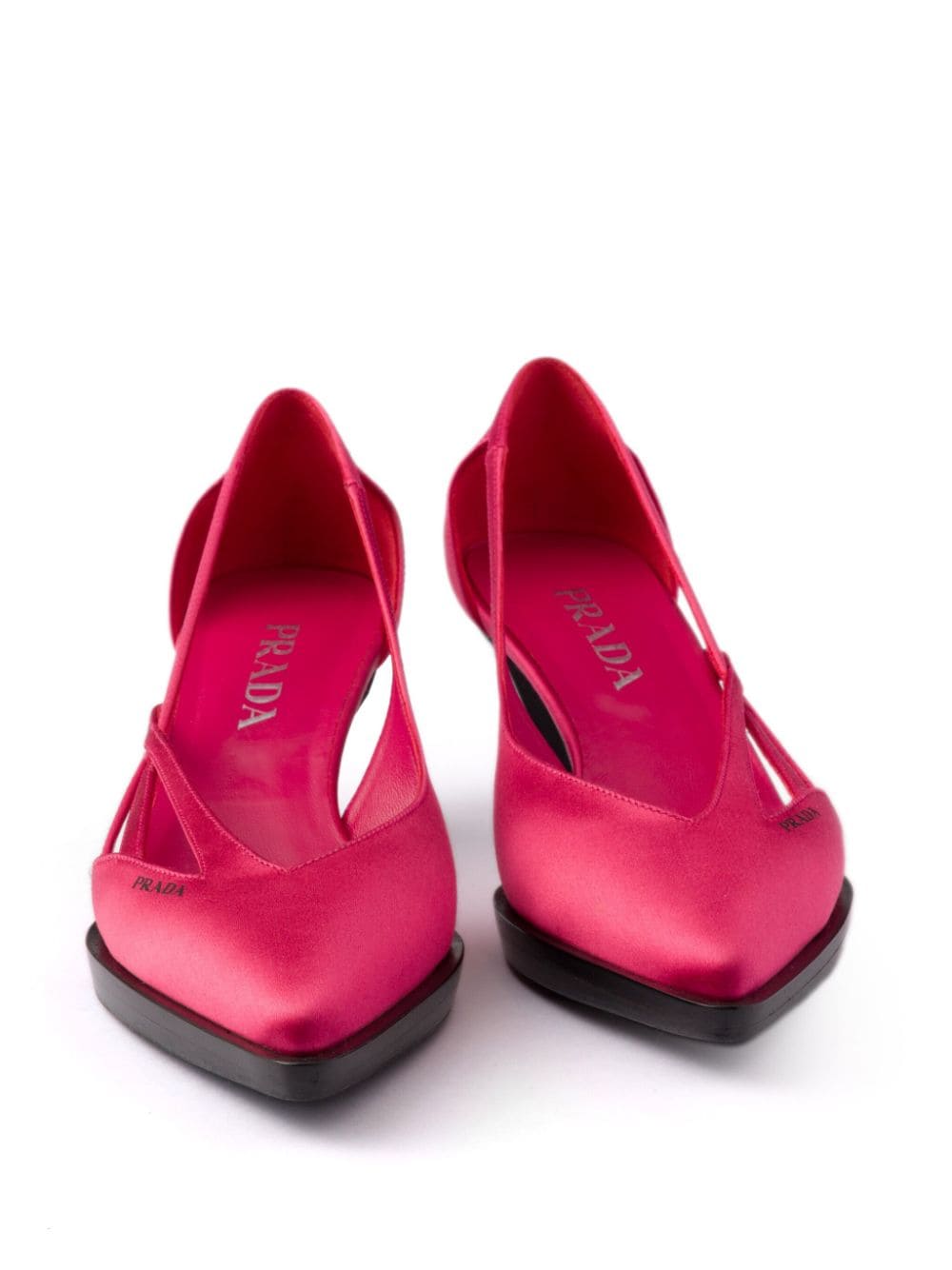 Prada 55 mm satijnen pumps met uitgesneden details Roze