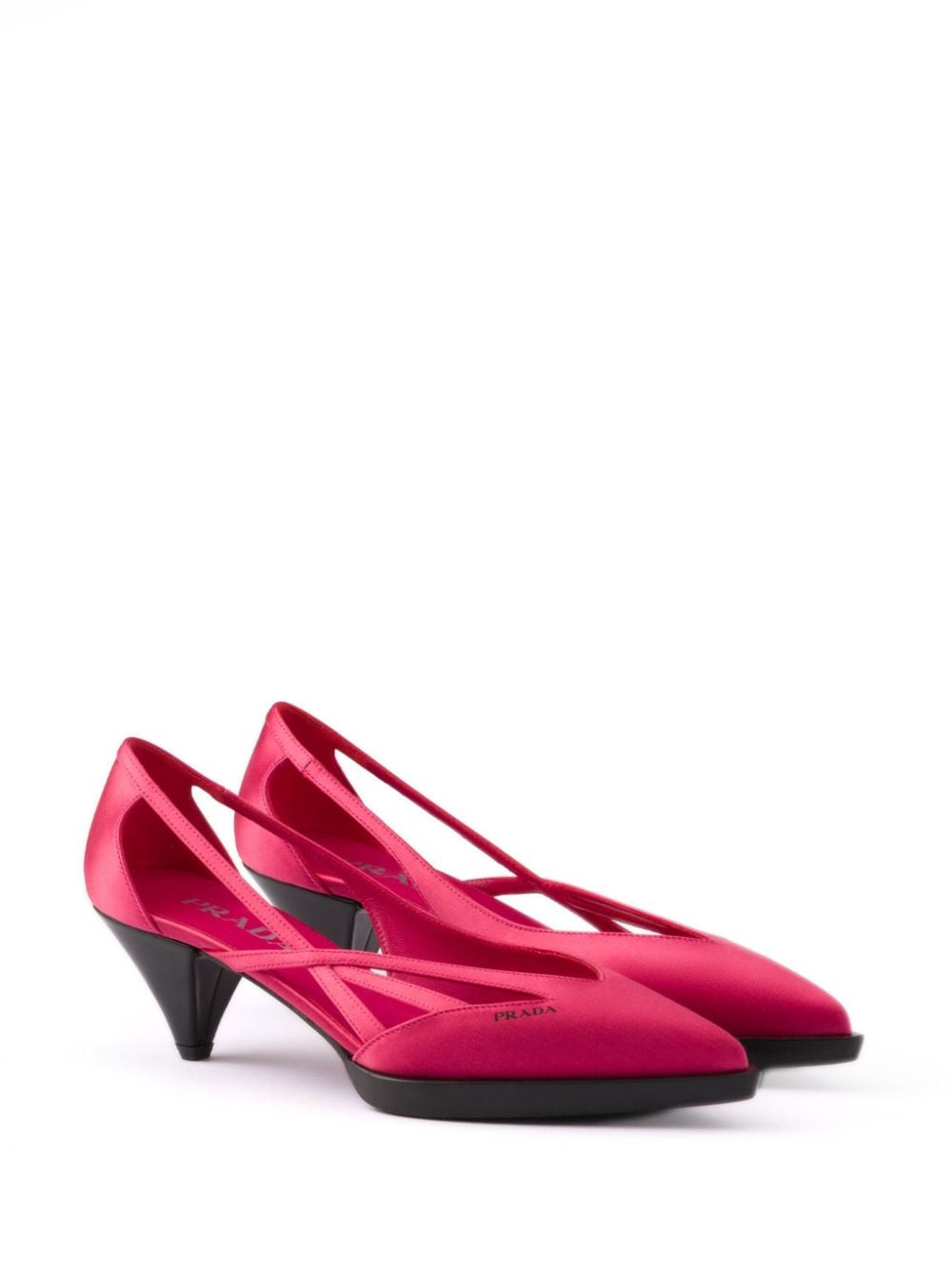 Prada 55 mm satijnen pumps met uitgesneden details Roze