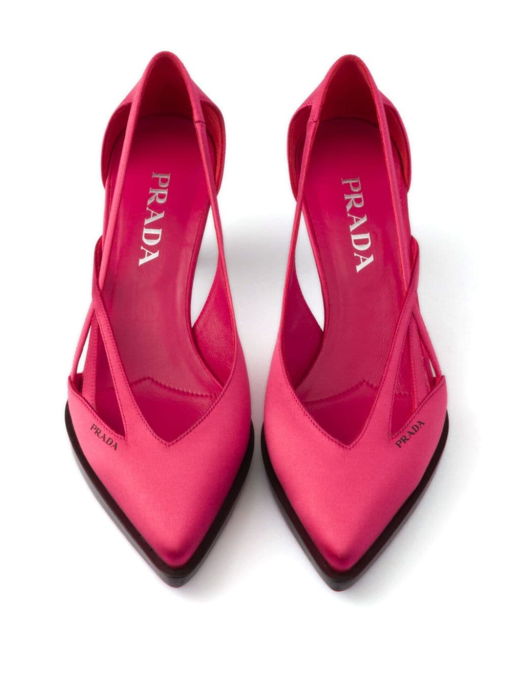 Prada 55 mm satijnen pumps met uitgesneden details Roze