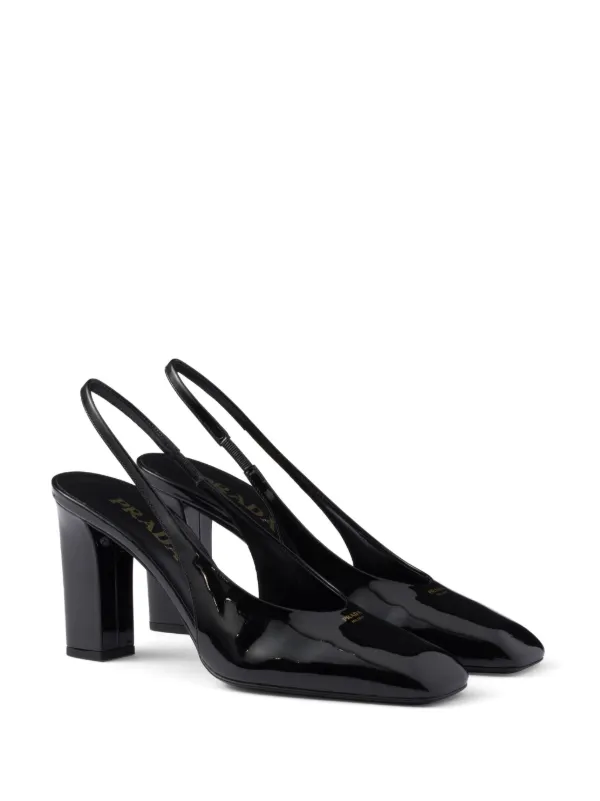 Prada 85mm Leather Slingback Pumps | Black | FARFETCH