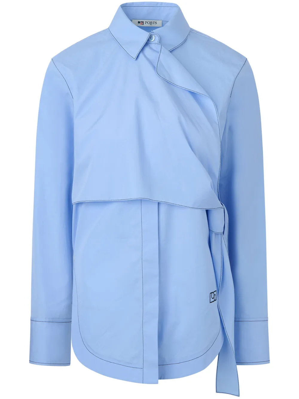 Ports 1961 Side Wrap Cotton Shirt In Blue