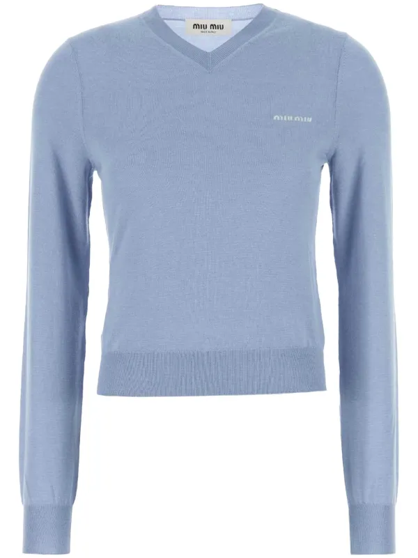 トップス VINTAGE MIU MIU V SWEATER Miu Miu V-Neck Ribbed Wool Cropped Sweater - Bergdorf Goodman