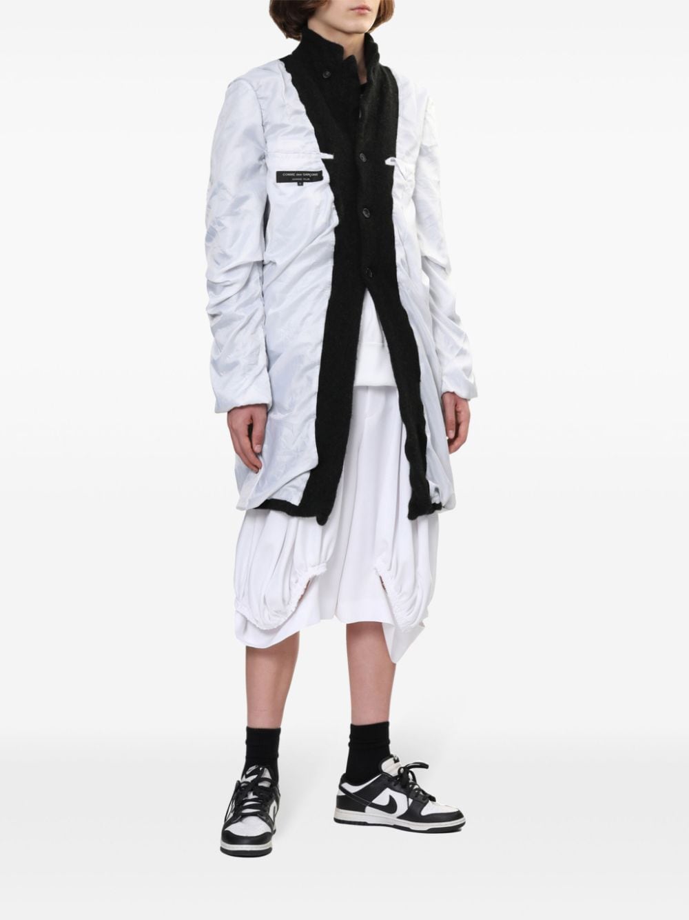 Shop Comme Des Garçons Homme Deux Logo-appliqué Coat In White