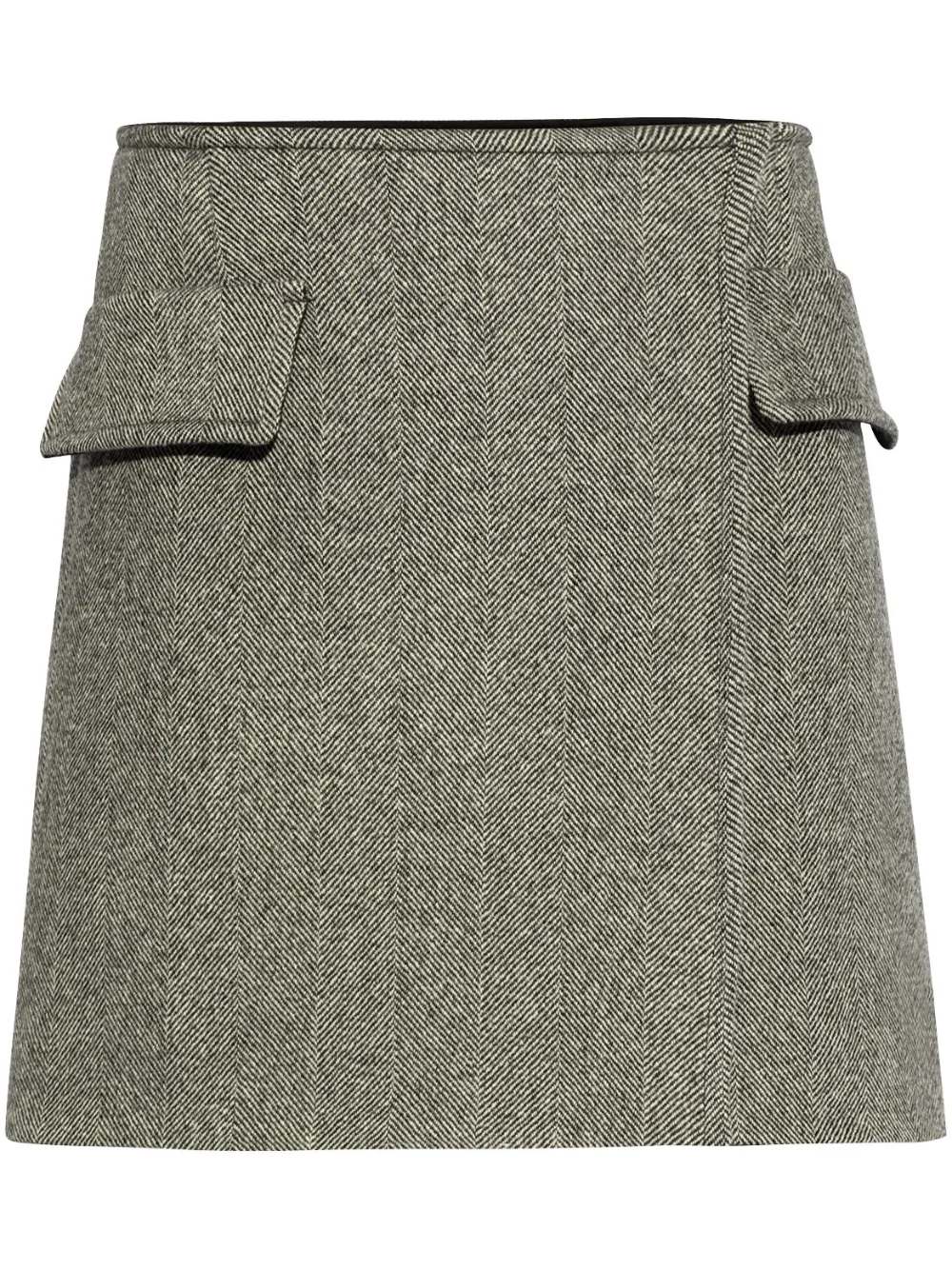 Sportmax Mini-rok met visgraatpatroon van wolblend Grijs
