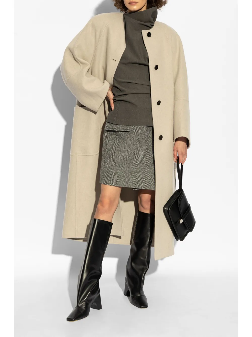 Sportmax Mini-rok met visgraatpatroon van wolblend Grijs