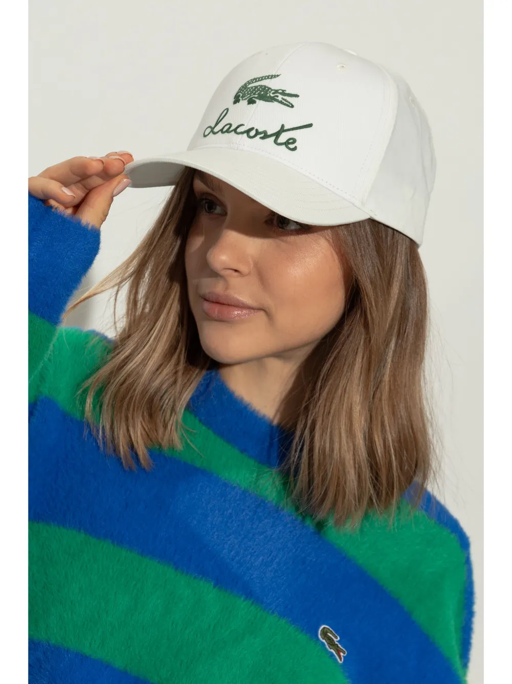 Lacoste Pet met geborduurd logo - Wit