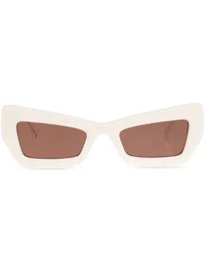 Miu Miu Eyewear logo-plaque Rectangular Sunglasses | White