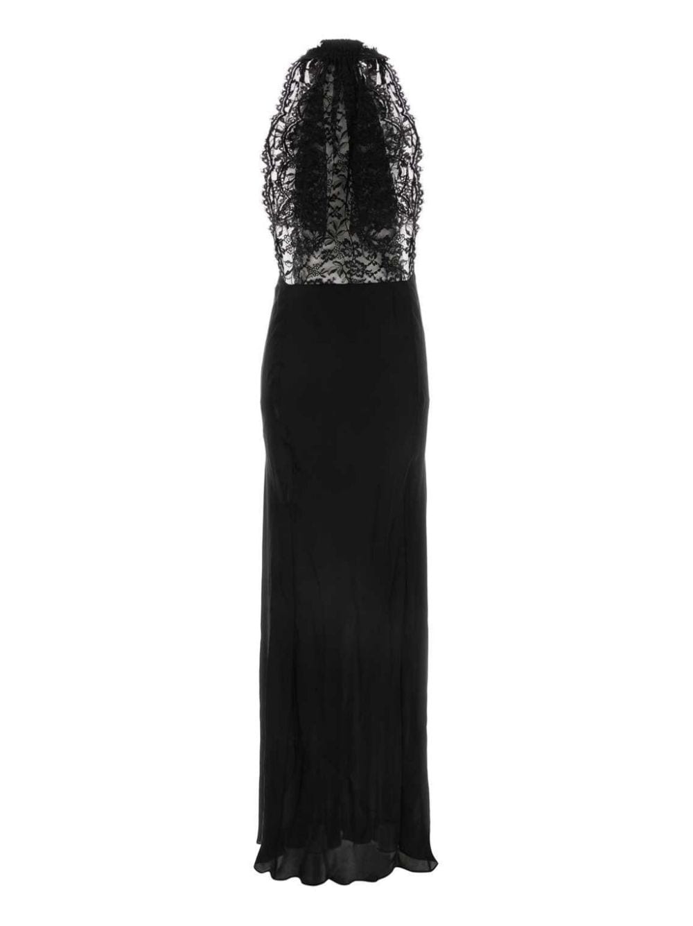 Saint Laurent silk lace long dress - Zwart