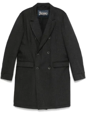 【送料 関税込】 HERNO DOUBLE BREASTED COAT Herno double-breasted high-neck Coat | Grey | FARFETCH