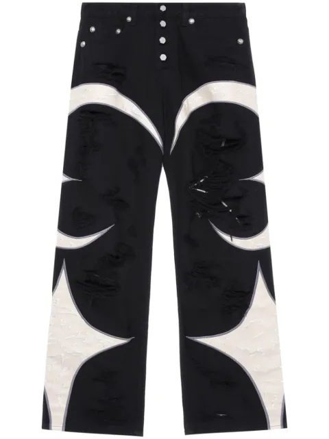 THUG CLUB ripped straight-leg trousers
