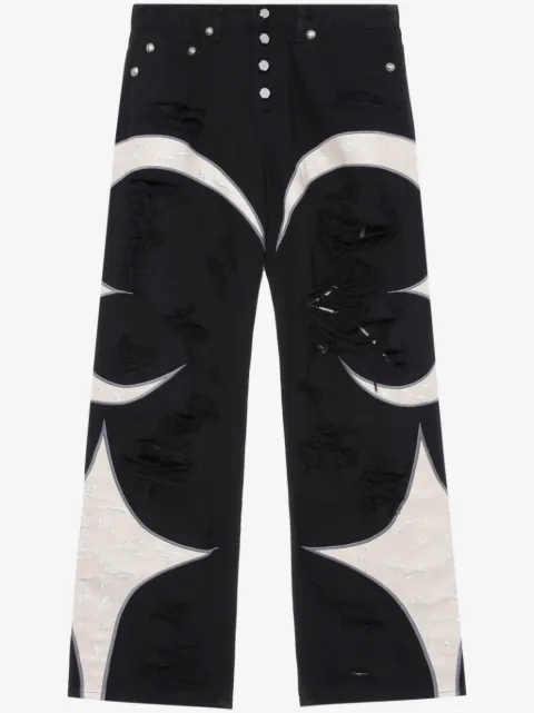 THUG CLUB pantalones rectos con detalles rasgados