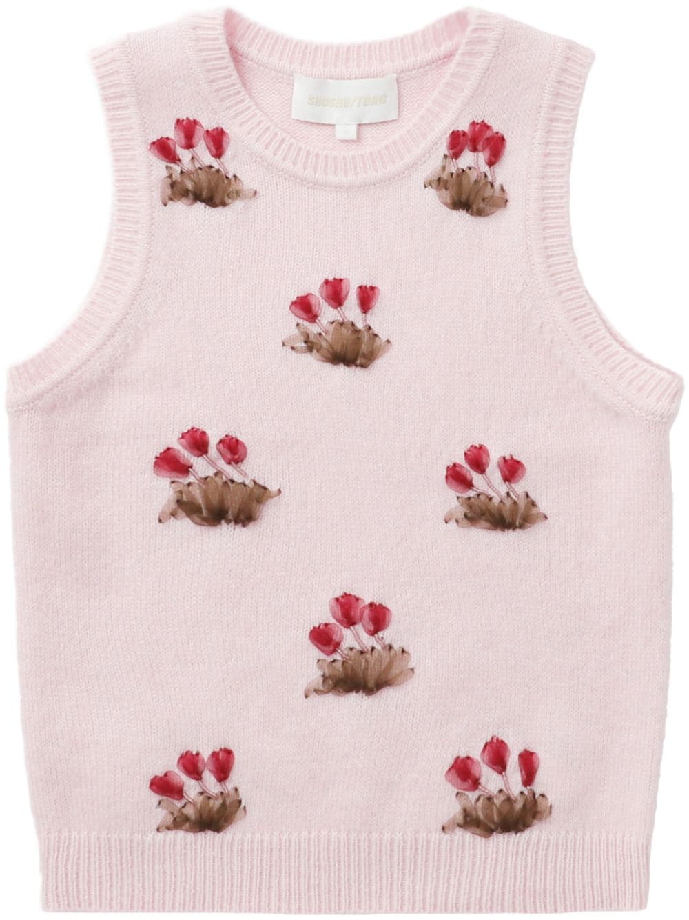 Shop Shushu-tong Floral-appliqué Vest In Pink