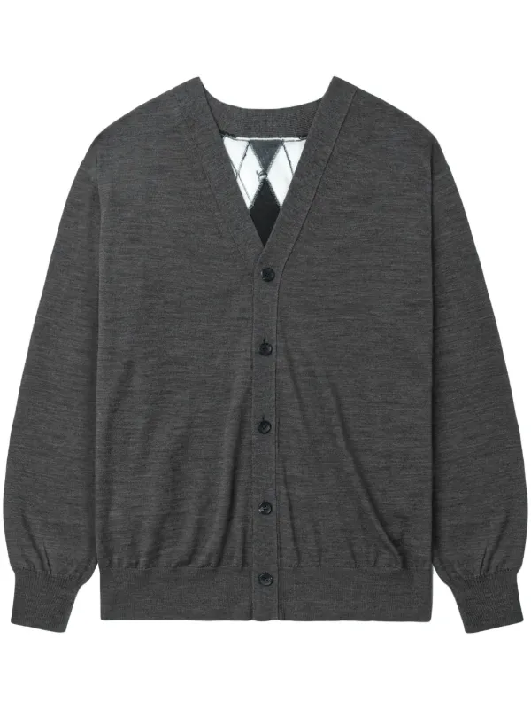 Junya Watanabe MAN v-neck Wool Cardigan | Grey | FARFETCH 