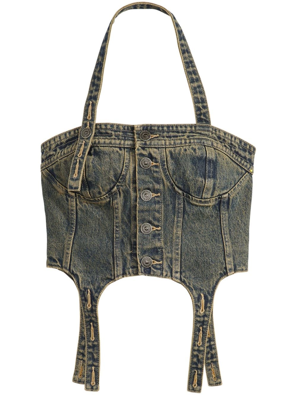 Andersson Bell Corset-style Denim Top In 蓝色