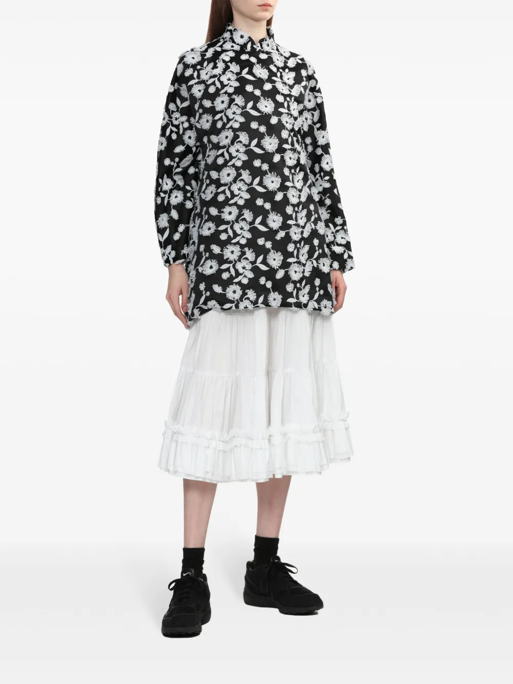Comme Des Garçons Comme Des Garçons floral-embroidered shirt - Zwart