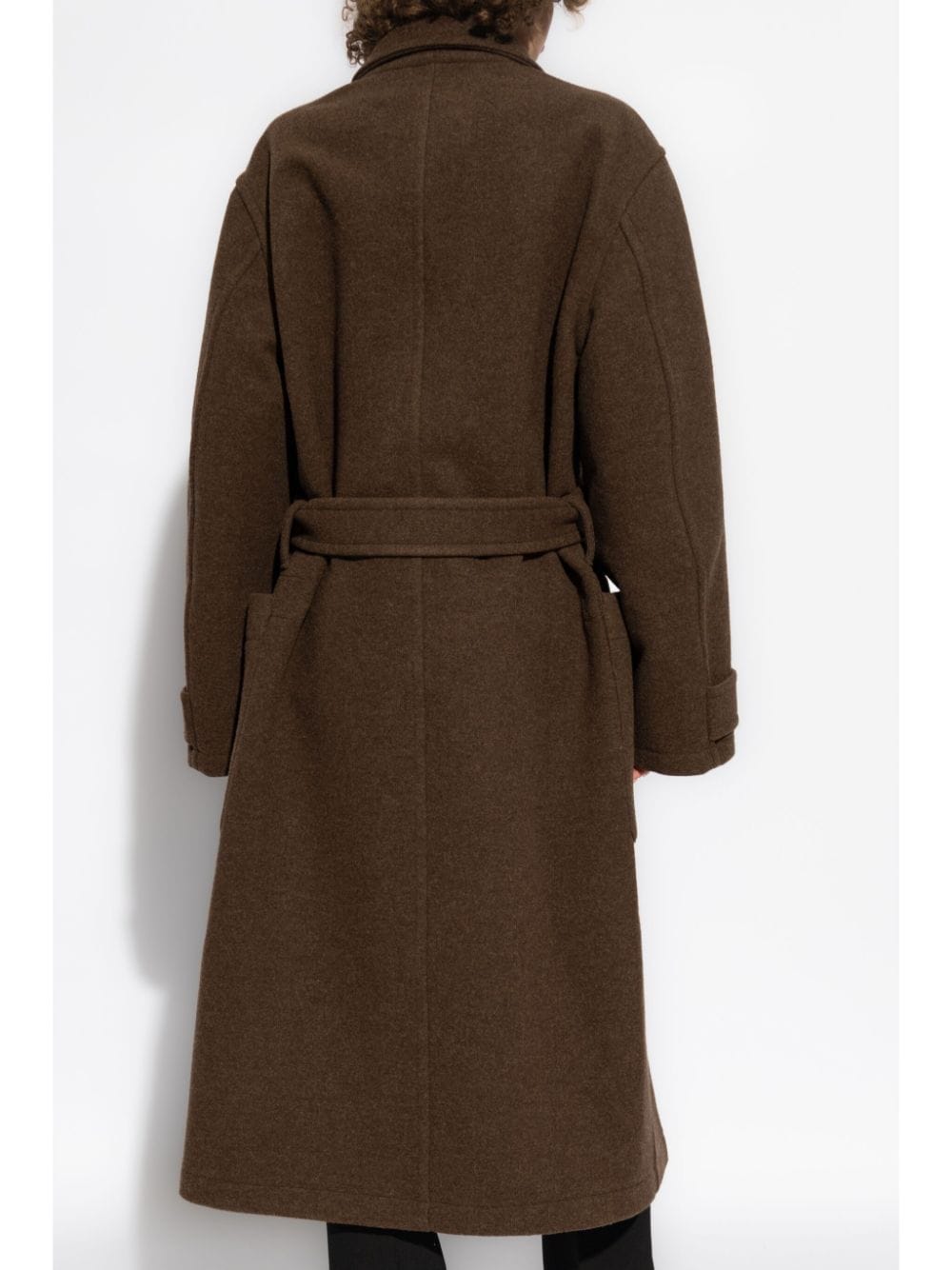 Shop Lemaire Belted Wool Coat In 褐色