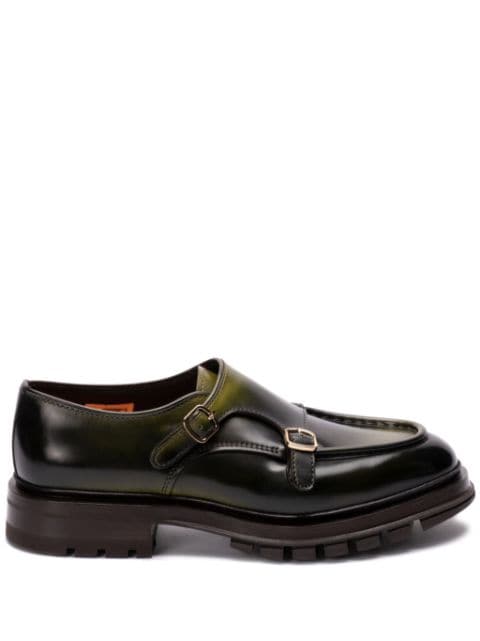 Santoni leather monk shoes 