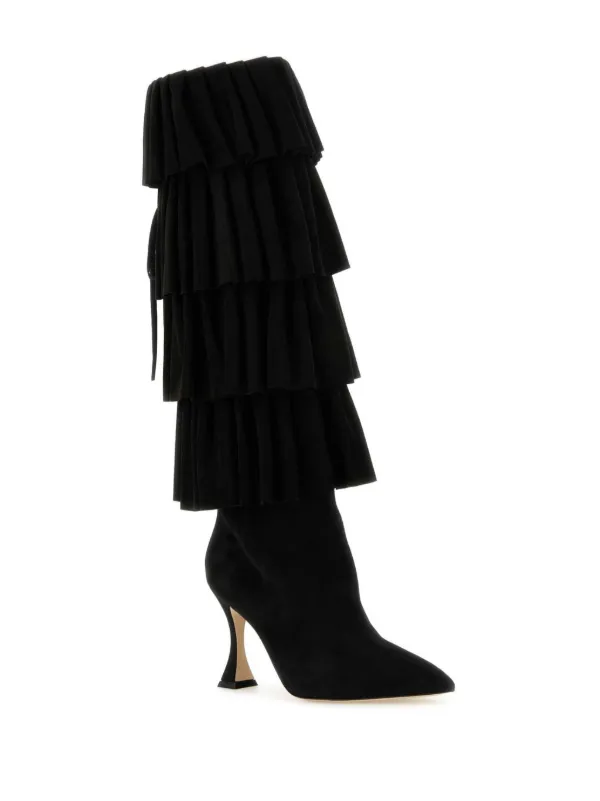 Manolo Blahnik 90mm Miralone Boots | Black | FARFETCH