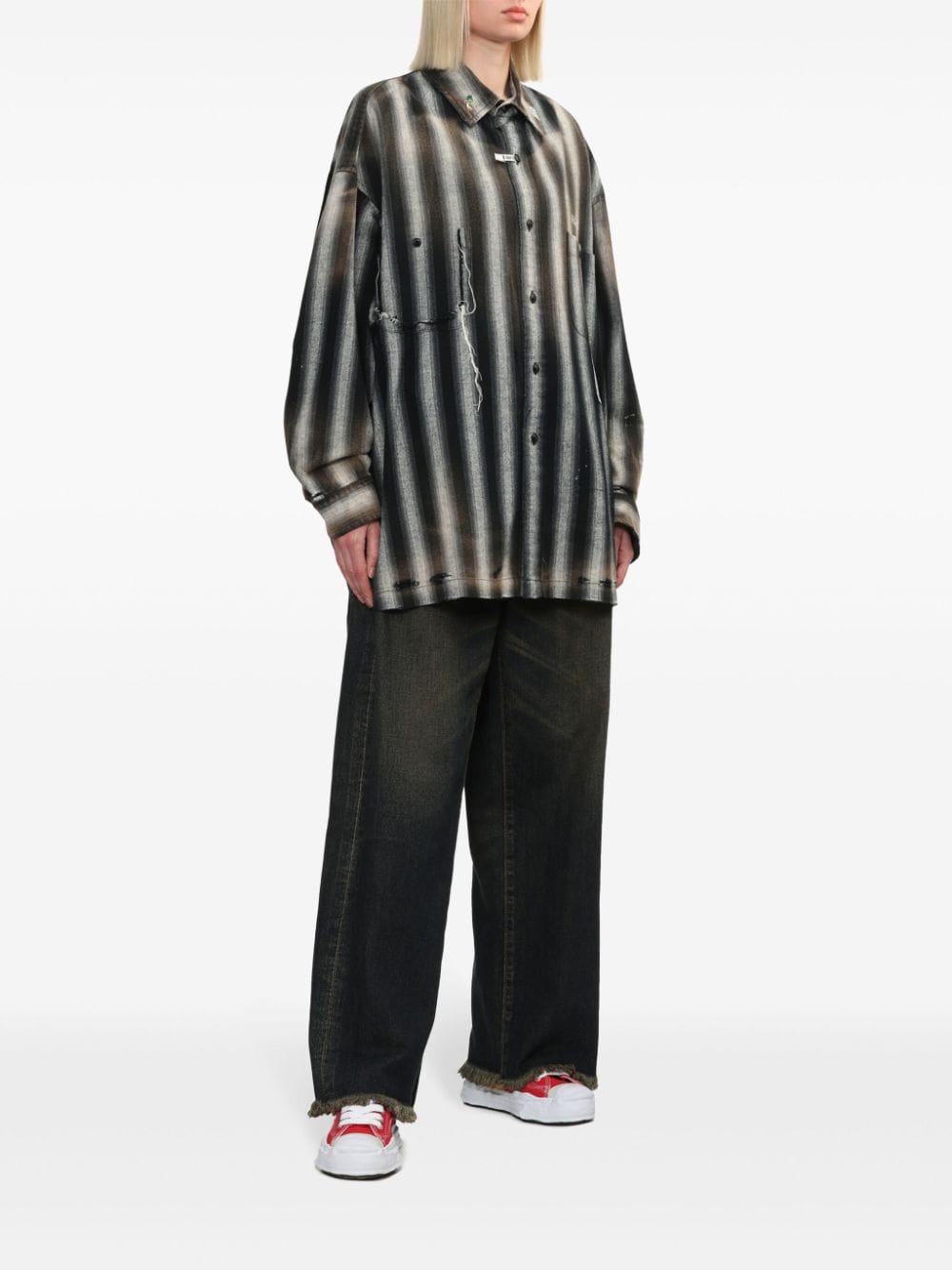 Shop Miharayasuhiro Striped Shirt In Black