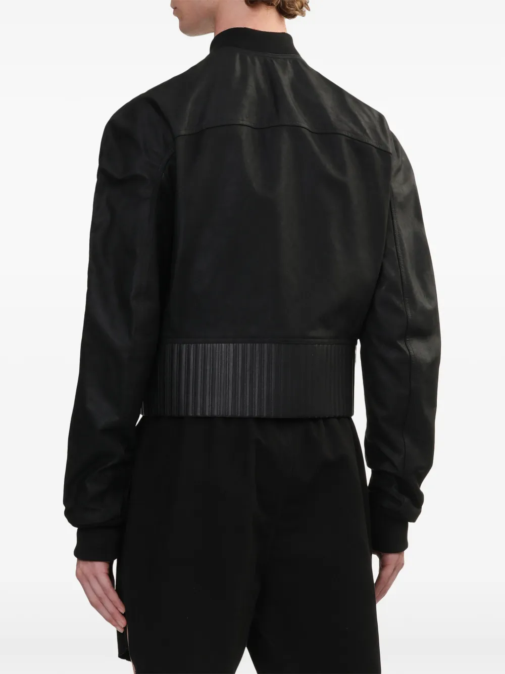 Rick Owens Leren bomberjack met ritsdetail Zwart