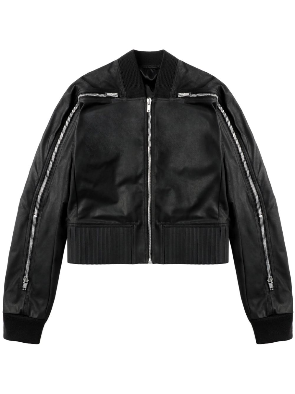 Rick Owens zip-detail leather bomber jacket - Black