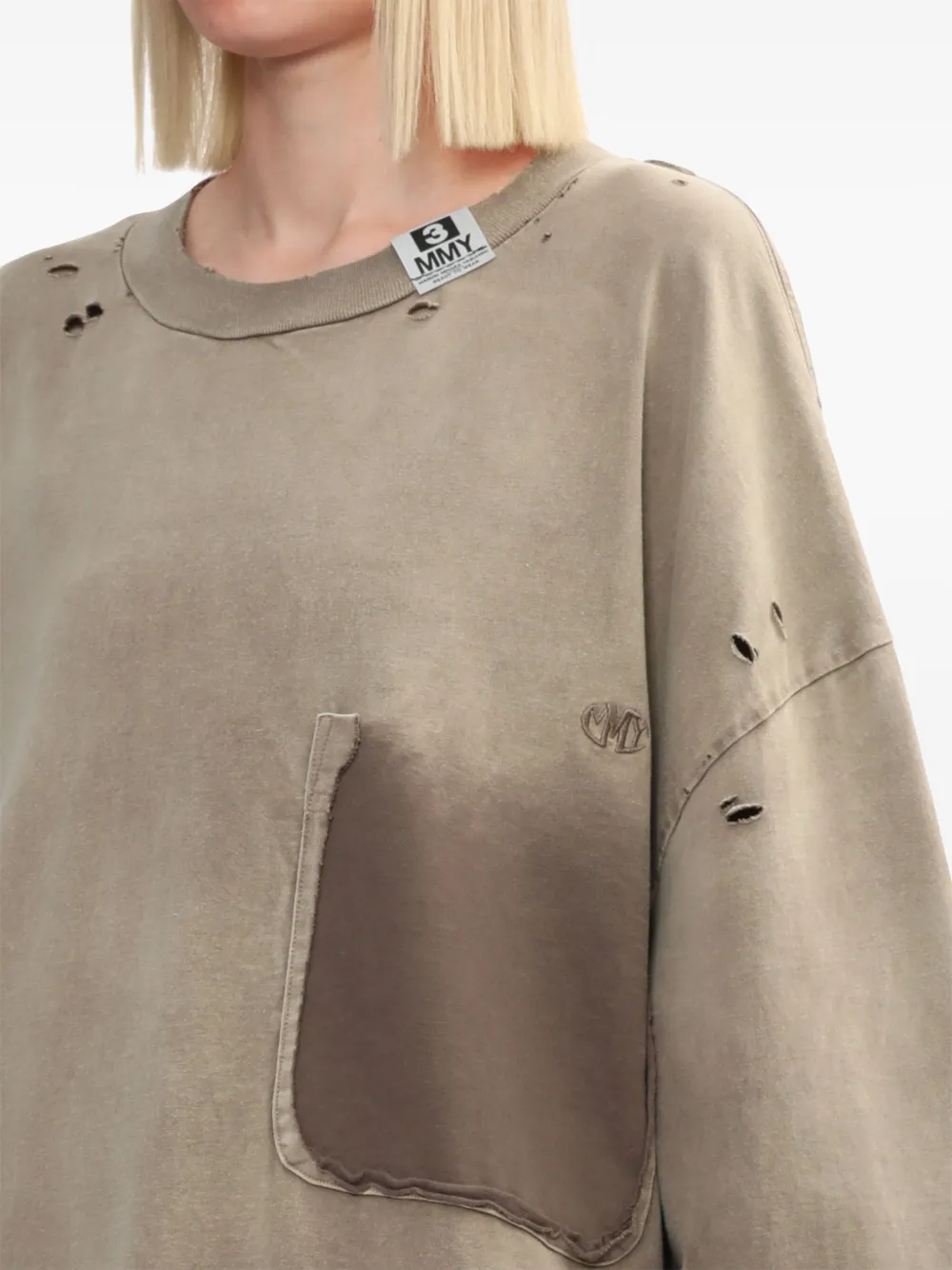Maison MIHARA YASUHIRO T-shirt met gerafeld effect Beige