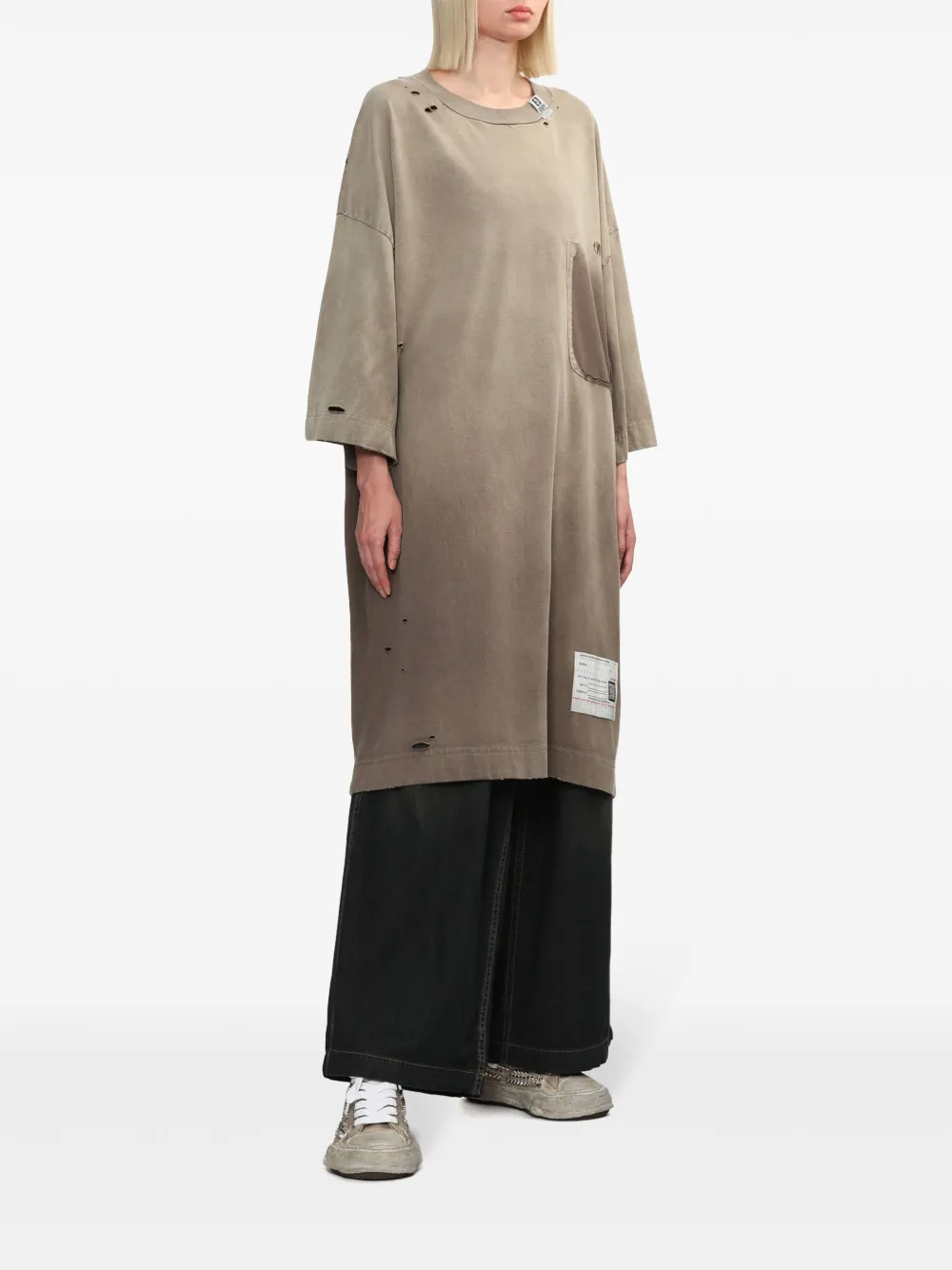 Maison MIHARA YASUHIRO T-shirt met gerafeld effect Beige