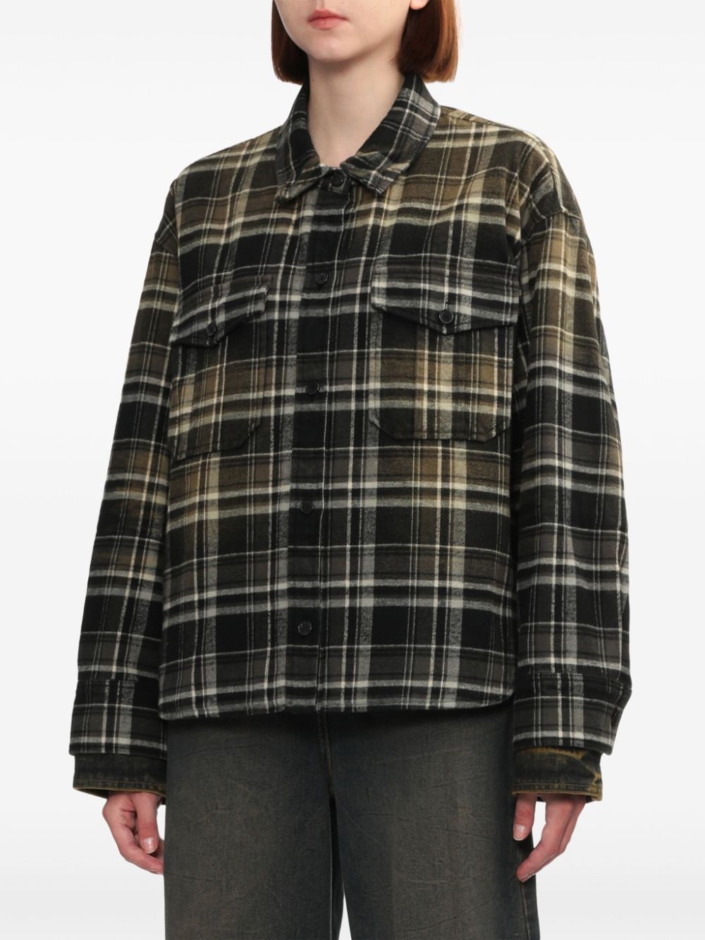 Shop Juunj Plaid Check Pattern Shirt In Black